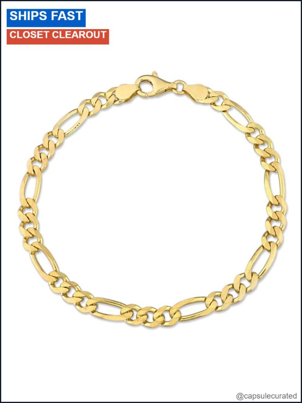 Italian 925 Sterling Silver Figaro Link Chain Bracelet 5.5mm 7.5in Unisex